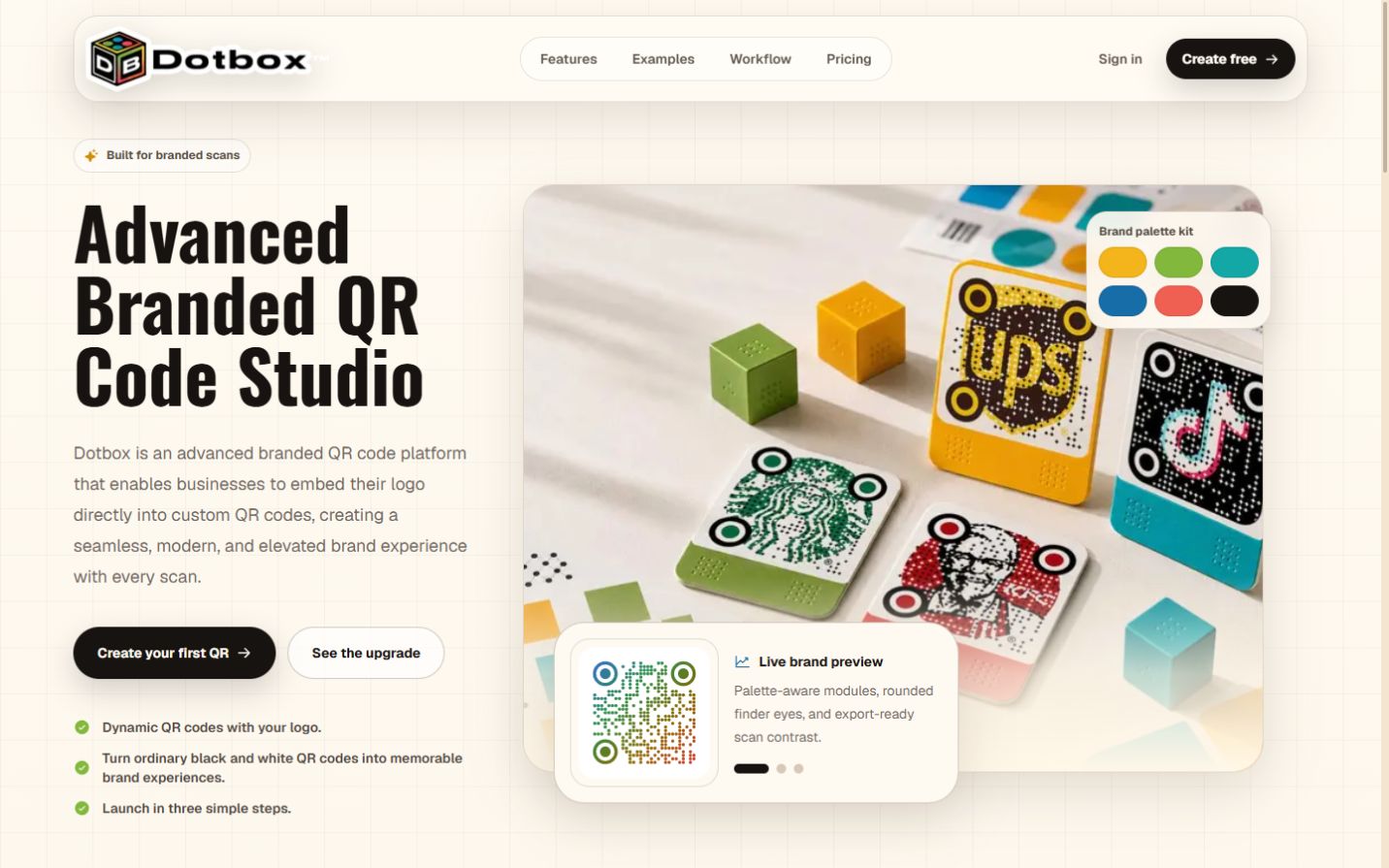 Dotbox — branded QR SaaS platform designed by Luciano Olguin