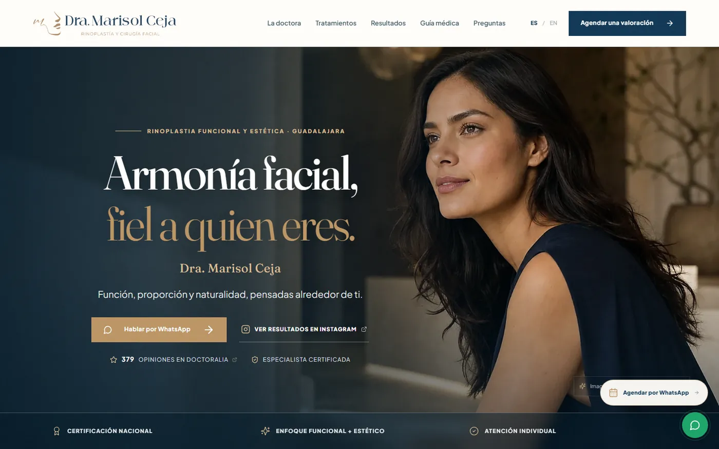 Dra. Marisol Ceja — Spanish-language rhinoplasty practice website by Luciano Olguin