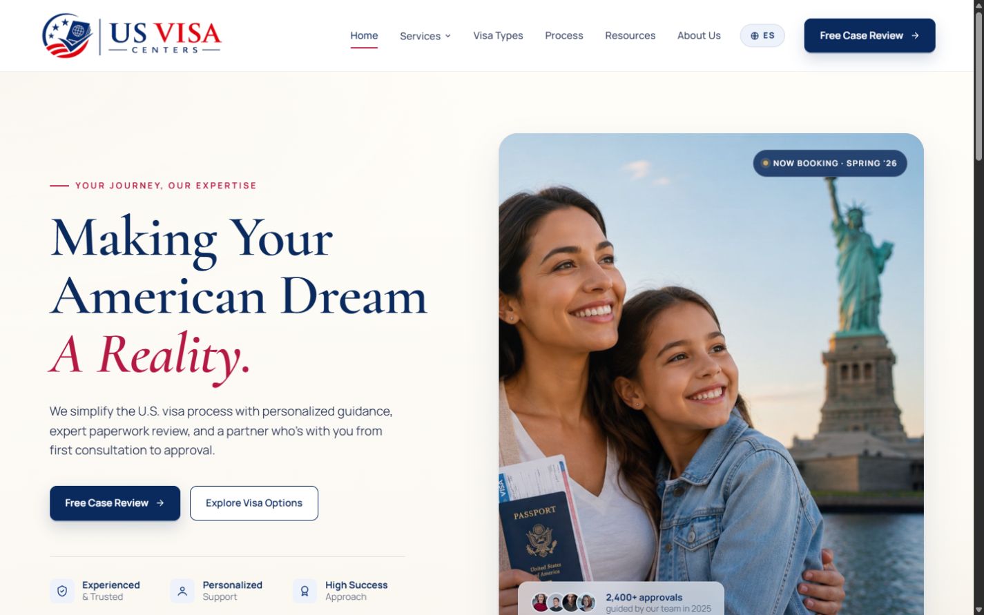 US Visa Centers — bilingual visa consulting website by Luciano Olguin